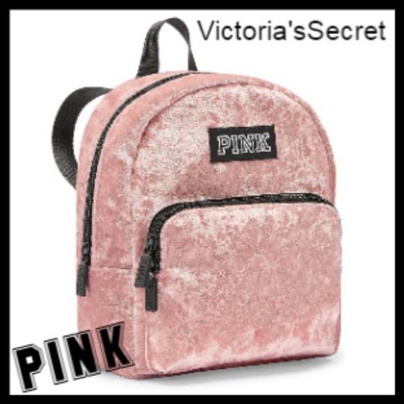 pink velvet mini backpack